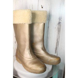 Ugg Rainboots Fleece Lined Gold Rubber 11 Women's Boots